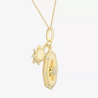 Sun (H-I / Si1-Si2) Womens 1/6 CT. T.W. Lab Grown White Diamond 14K Gold Over Silver Star Sunburst 18 Inch Pendant Necklace