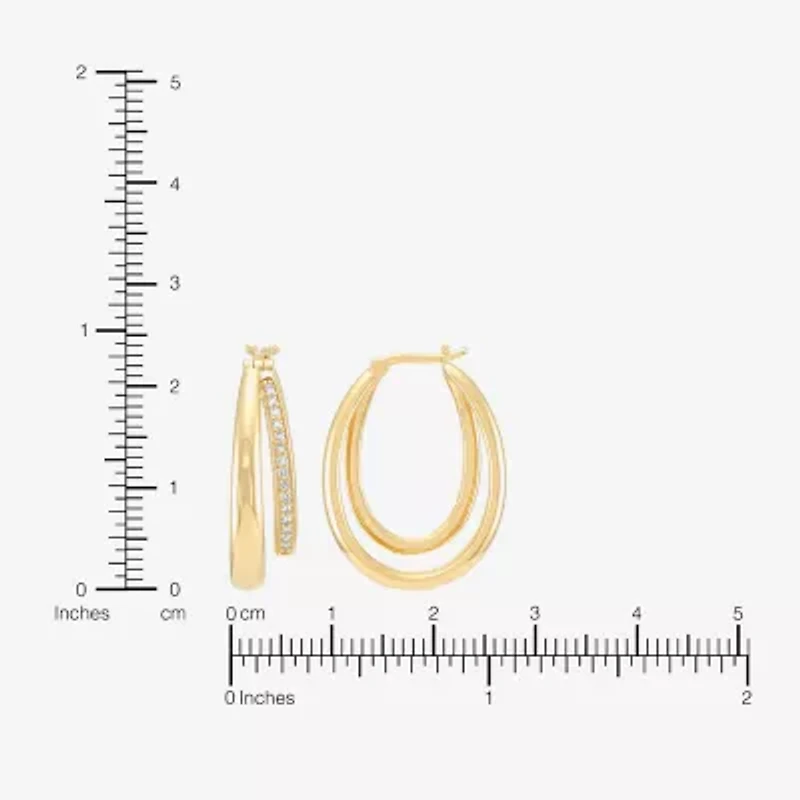 14k Gold Over Silver Womens 1/7 CT. T.W. Lab Grown White Diamond 14K Gold Over Silver 25mm Hoop Earrings