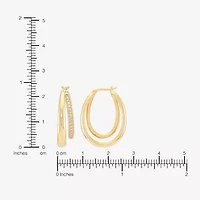 14k Gold Over Silver Womens 1/7 CT. T.W. Lab Grown White Diamond 14K Gold Over Silver 25mm Hoop Earrings