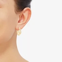 14k Gold Over Silver Womens 1/7 CT. T.W. Lab Grown White Diamond 14K Gold Over Silver 25mm Hoop Earrings