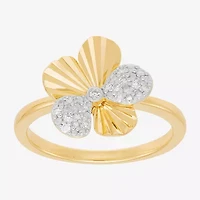 Flower (H-I,Si1-Si2) Womens 1/10 CT. T.W. Lab Grown White Diamond 14K Gold Over Silver Cocktail Ring