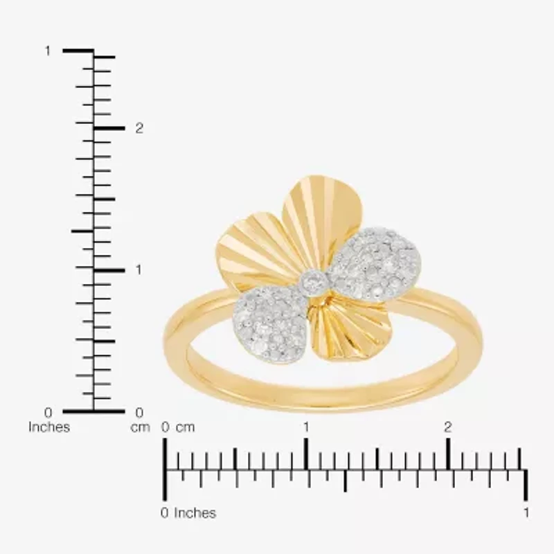Flower (H-I,Si1-Si2) Womens 1/10 CT. T.W. Lab Grown White Diamond 14K Gold Over Silver Cocktail Ring