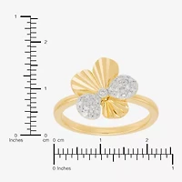 Flower (H-I,Si1-Si2) Womens 1/10 CT. T.W. Lab Grown White Diamond 14K Gold Over Silver Cocktail Ring