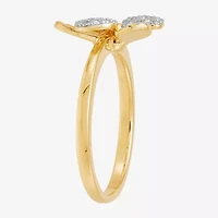 Flower (H-I,Si1-Si2) Womens 1/10 CT. T.W. Lab Grown White Diamond 14K Gold Over Silver Cocktail Ring
