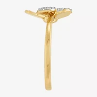 Flower (H-I,Si1-Si2) Womens 1/10 CT. T.W. Lab Grown White Diamond 14K Gold Over Silver Cocktail Ring