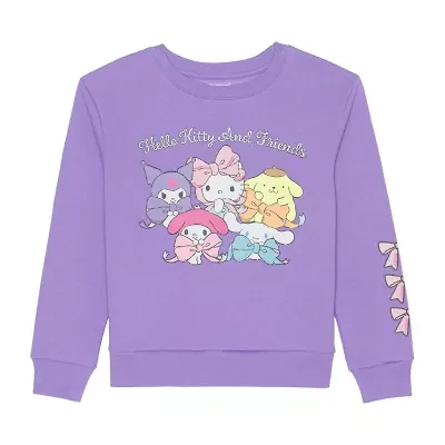 Little & Big Kid Girls Crew Neck Fleece Long Sleeve Hello Kitty Sweatshirt