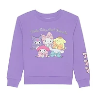 Little & Big Kid Girls Crew Neck Fleece Long Sleeve Hello Kitty Sweatshirt