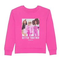 Little & Big Kid Girls Crew Neck Fleece Long Sleeve Barbie Sweatshirt
