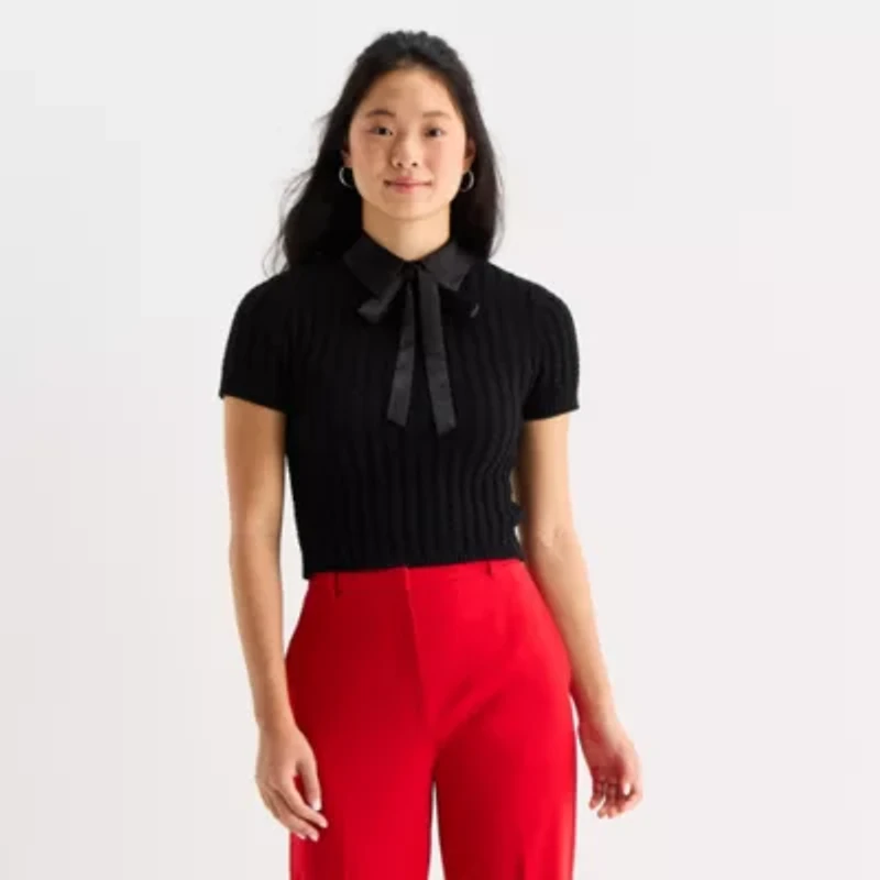 by&by Womens Juniors Short Sleeve Polo Shirt