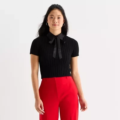 by&by Womens Juniors Short Sleeve Polo Shirt