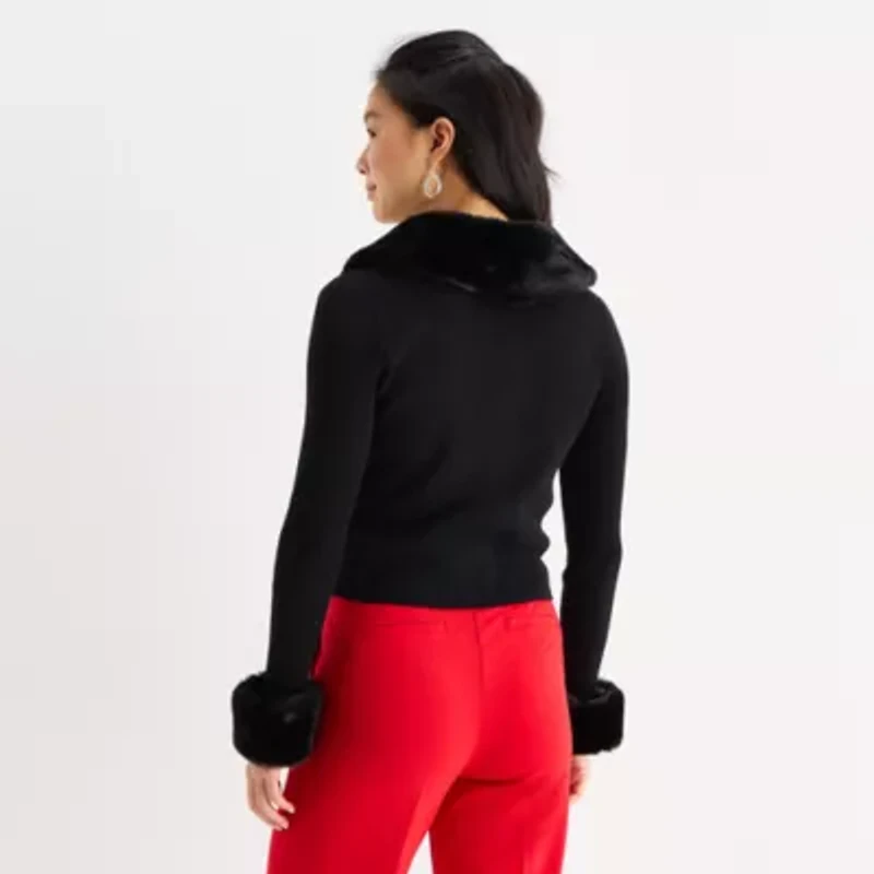 by&by Womens Long Sleeve Zipper Juniors Cardigan