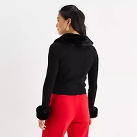 by&by Womens Long Sleeve Zipper Juniors Cardigan