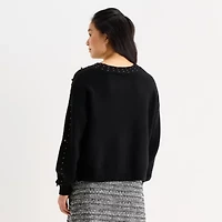 by&by Juniors Womens Crew Neck Long Sleeve Pullover Sweater