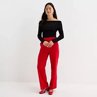 by&by Juniors Womens Straight Neck Long Sleeve Pullover Sweater