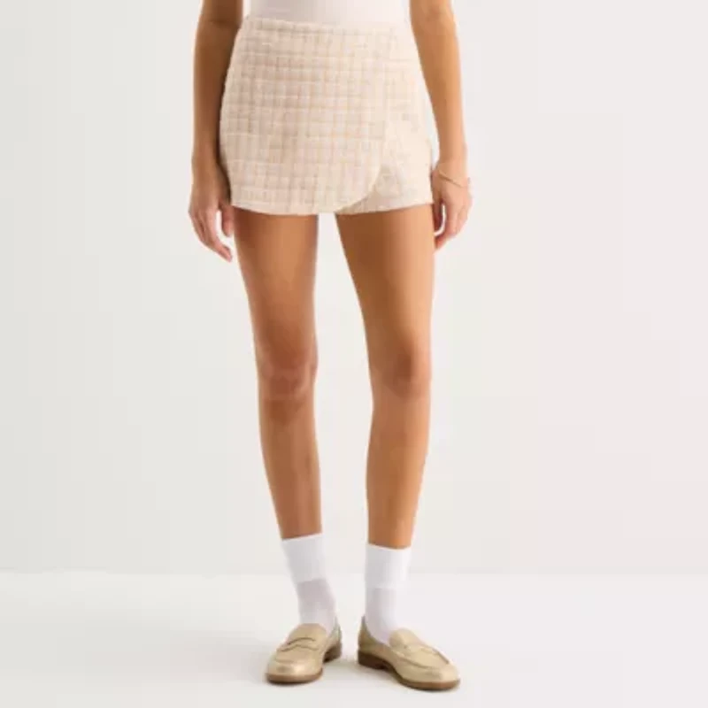 by&by Womens Juniors Mid Rise Wrap Skirt