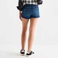 Arizona Womens High Rise Juniors Denim Short