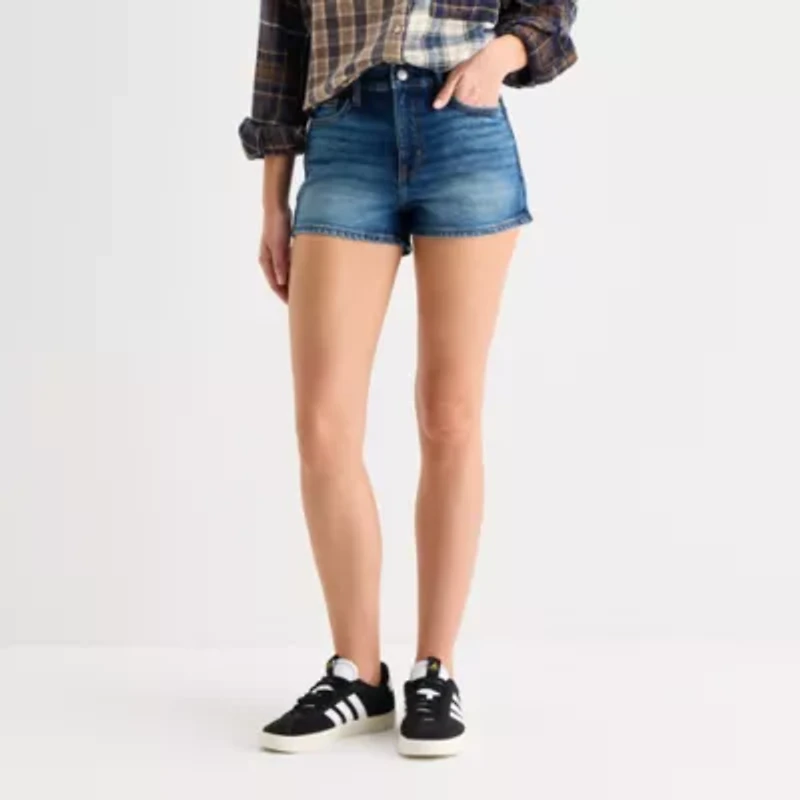 Arizona Womens High Rise Juniors Denim Short