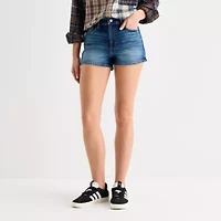 Arizona Womens High Rise Juniors Denim Short