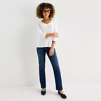St. John's Bay Womens Easy-on + Easy-off V Neck 3/4 Sleeve Adaptive T-Shirt