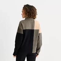 Liz Claiborne Womens Mock Neck Long Sleeve Pullover Sweater