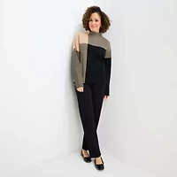 Liz Claiborne Womens Mock Neck Long Sleeve Pullover Sweater