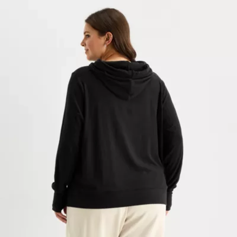 Stylus Womens Plus Hooded Long Sleeve Sweatshirt
