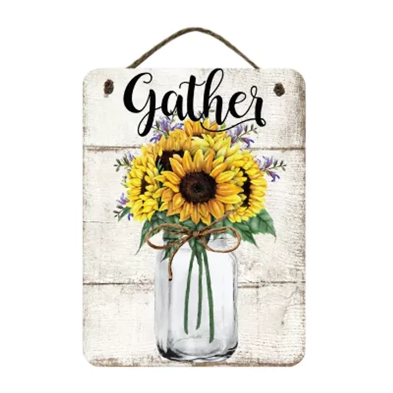 Courtside Market Sunflower 12x16 Artboard With Twine Wood Wall Art