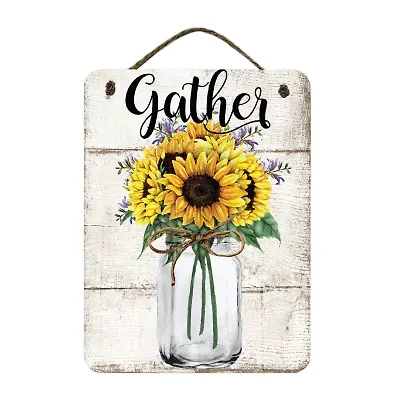 Courtside Market Sunflower 12x16 Artboard With Twine Wood Wall Art