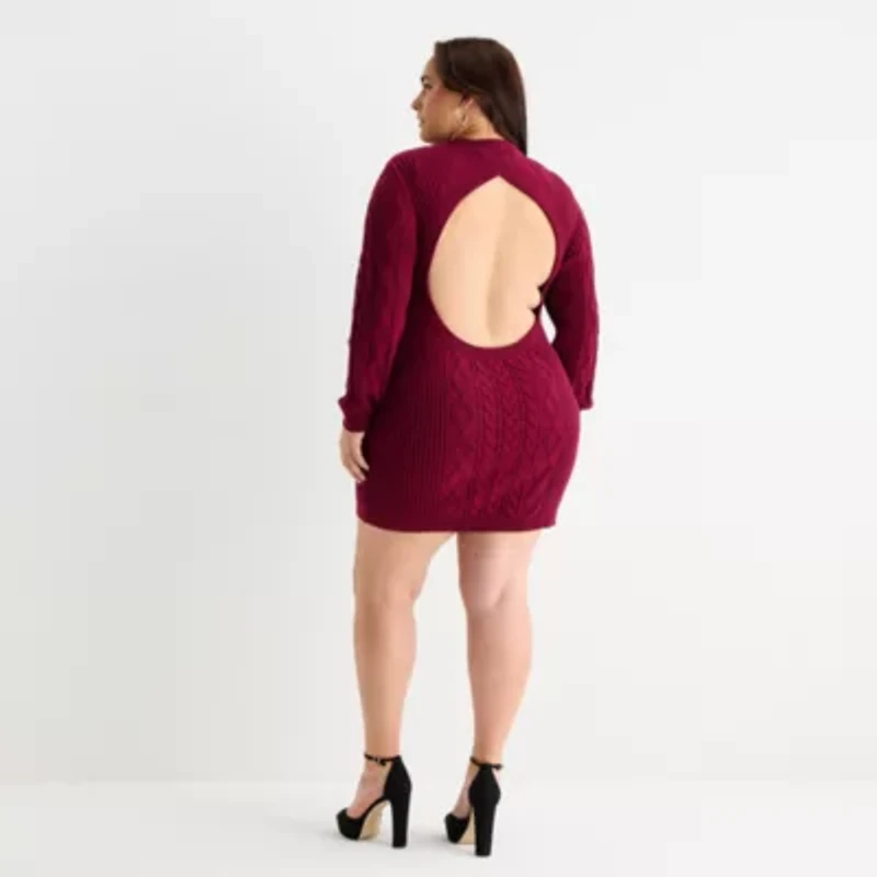 Bold Elements Womens Long Sleeve Cut Out Sweater Dress Plus