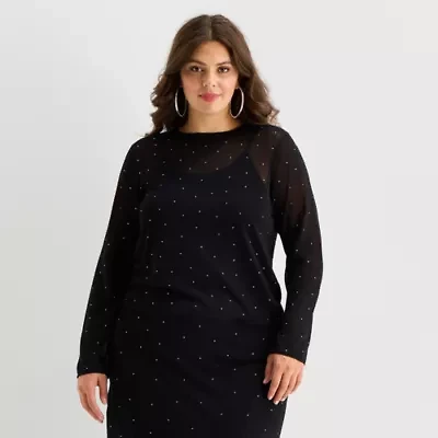 Bold Elements Plus Womens Crew Neck Long Sleeve Pullover Sweater