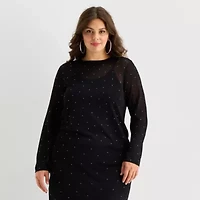 Bold Elements Plus Womens Crew Neck Long Sleeve Pullover Sweater