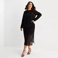 Bold Elements Plus Womens Crew Neck Long Sleeve Pullover Sweater