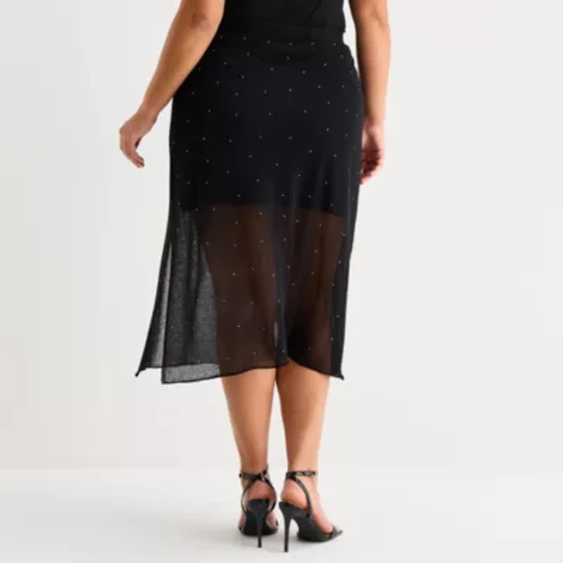 Bold Elements Womens Plus Midi A-Line Skirt