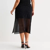 Bold Elements Womens Plus Midi A-Line Skirt