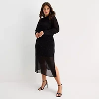 Bold Elements Womens Plus Midi A-Line Skirt