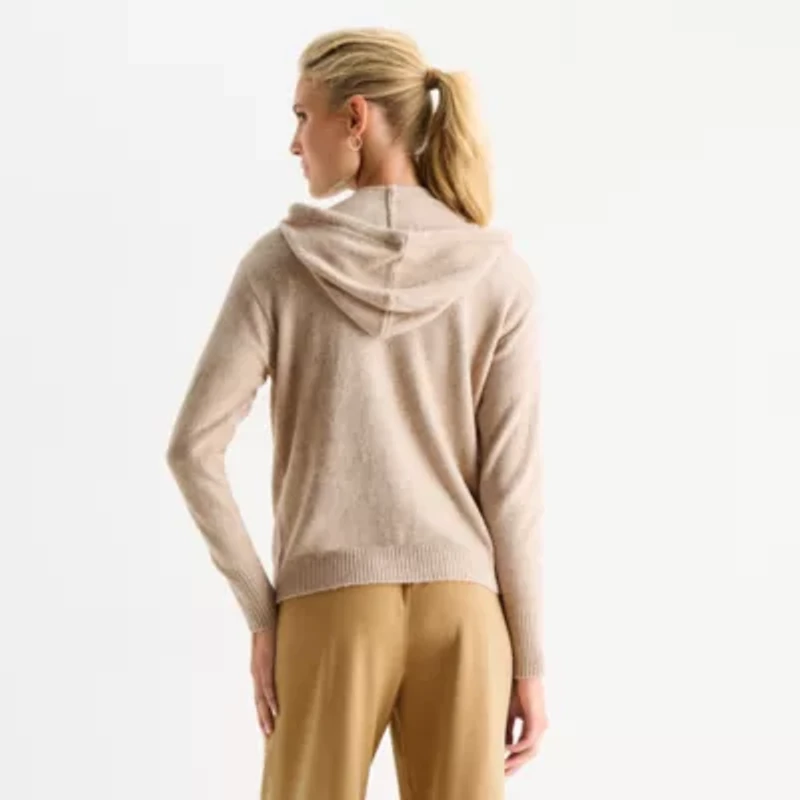 Stylus Womens Hooded Long Sleeve Zip Front Sweater