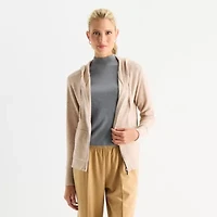 Stylus Womens Hooded Long Sleeve Zip Front Sweater