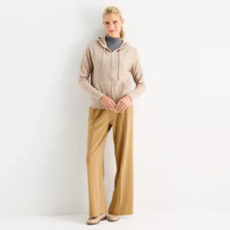Stylus Womens Hooded Long Sleeve Zip Front Sweater