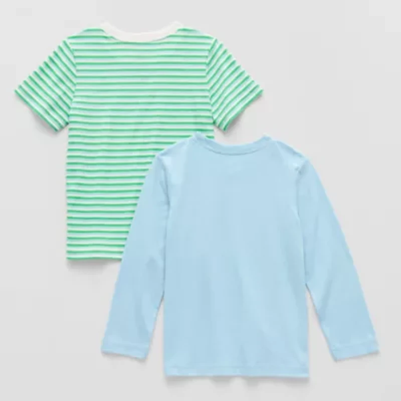 Okie Dokie Toddler & Little Boys Crew Neck Short Sleeve Regular Fit 2-pc. Graphic T-Shirt