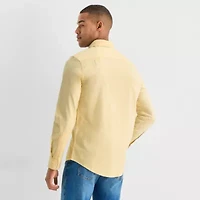 St. John's Bay Washed Oxford Mens Long Sleeve Classic Fit Stretch Fabric Button-Down Shirt