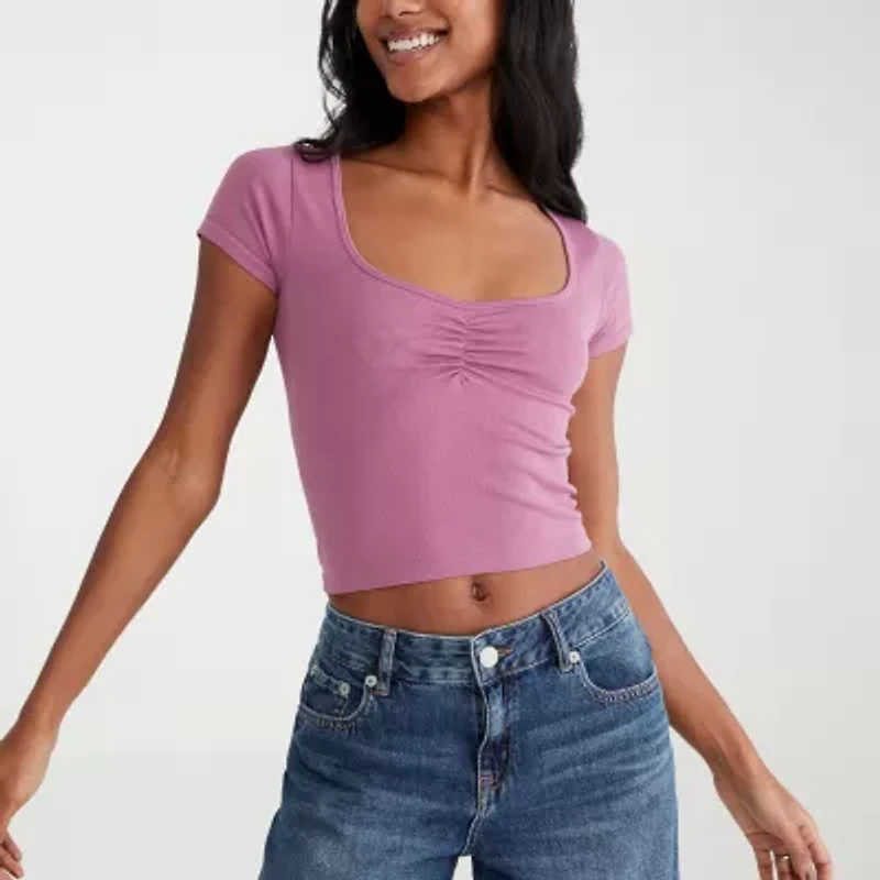 AEROPOSTALE Womens Juniors Round Neck Short Sleeve T-Shirt