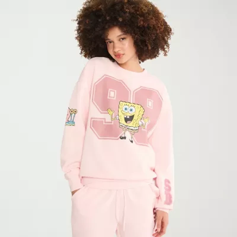 AEROPOSTALE Womens Juniors Round Neck Long Sleeve Spongebob Sweatshirt