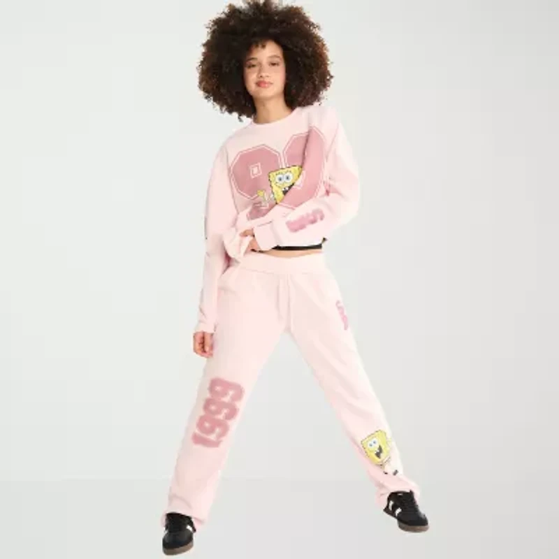 AEROPOSTALE Womens Juniors Round Neck Long Sleeve Spongebob Sweatshirt