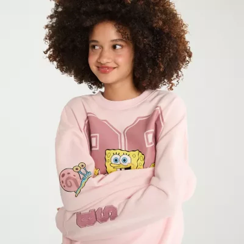 AEROPOSTALE Womens Juniors Round Neck Long Sleeve Spongebob Sweatshirt