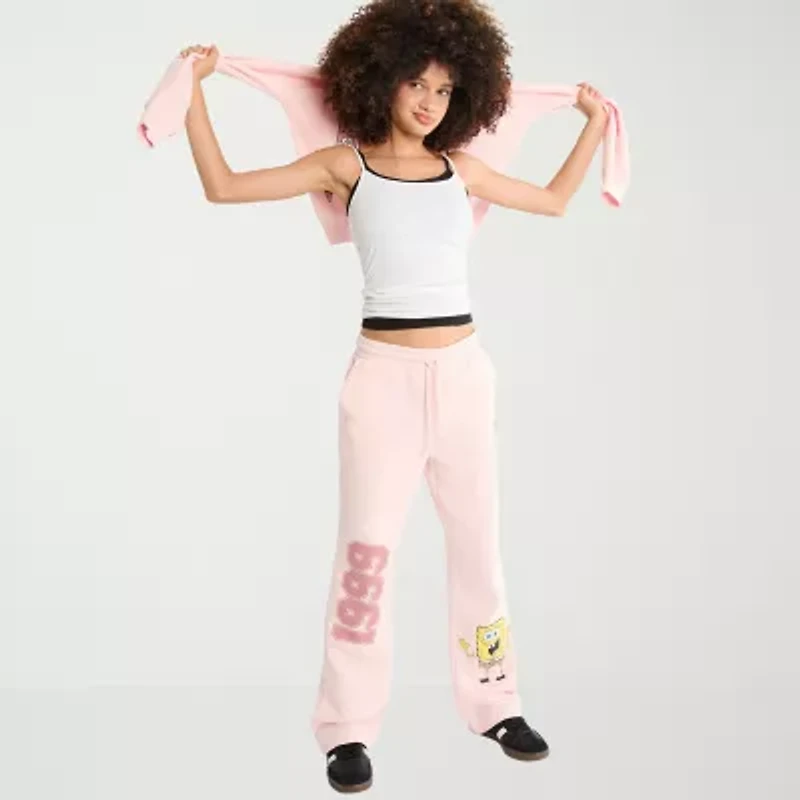 AEROPOSTALE Womens Juniors Straight Mid Rise Spongebob Sweatpant