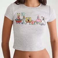 AEROPOSTALE Womens Juniors Round Neck Short Sleeve Regular Fit Spongebob Graphic T-Shirt