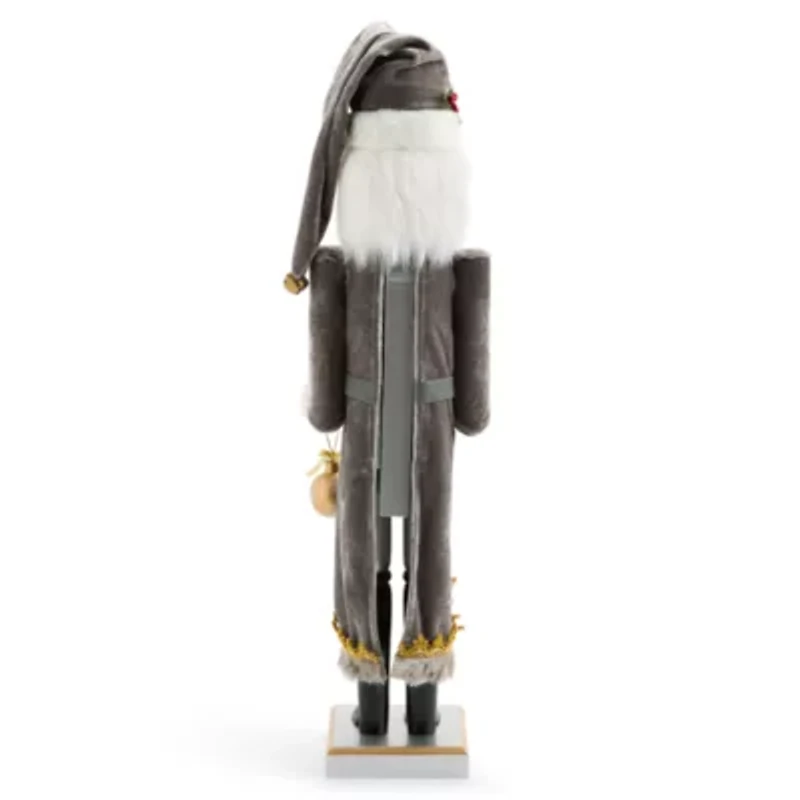 North Pole Trading Co. 24in Gray Jacket Wood Christmas Nutcracker
