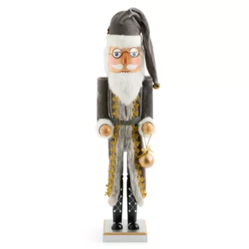 North Pole Trading Co. 24in Gray Jacket Wood Christmas Nutcracker