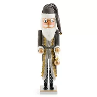 North Pole Trading Co. 24in Gray Jacket Wood Christmas Nutcracker