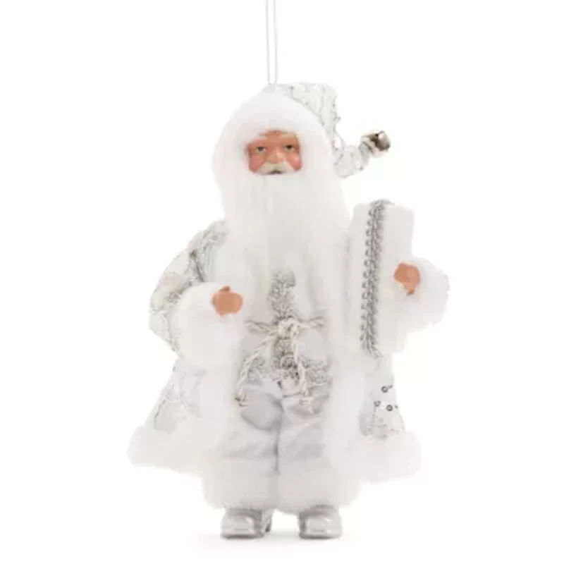 North Pole Trading Co. Oversized White & Silver Santa Christmas Ornament